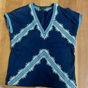 J.Crew women’s navy embroidered Boho  top XXS
